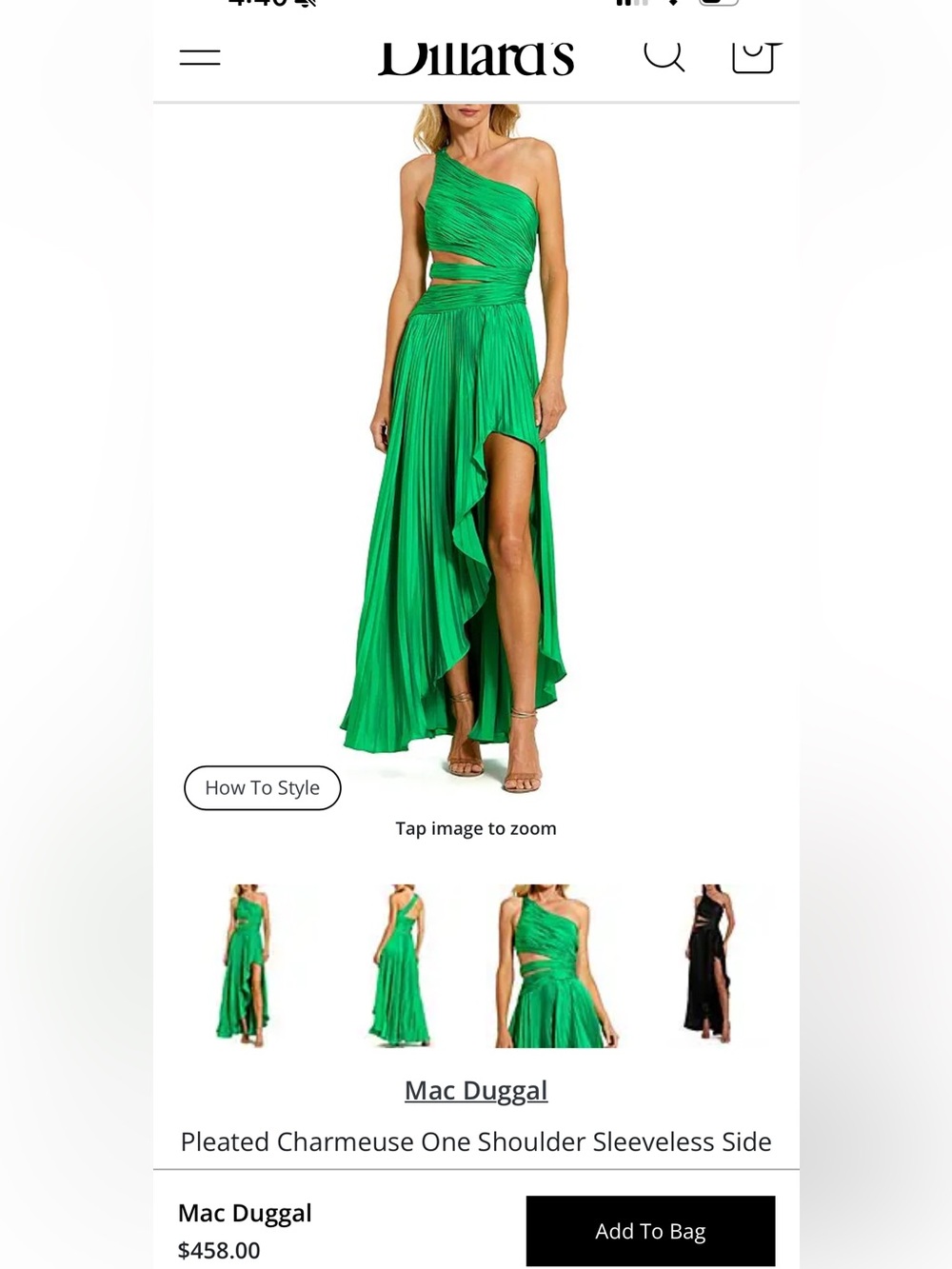 High-Slit Green Pleated Maxi Skirt